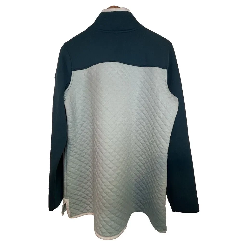 NWT L. L. Bean 1/4 Snap Sweatshirt XL Tunic Quilted Green Colorblock 517174 - Picture 2 of 9